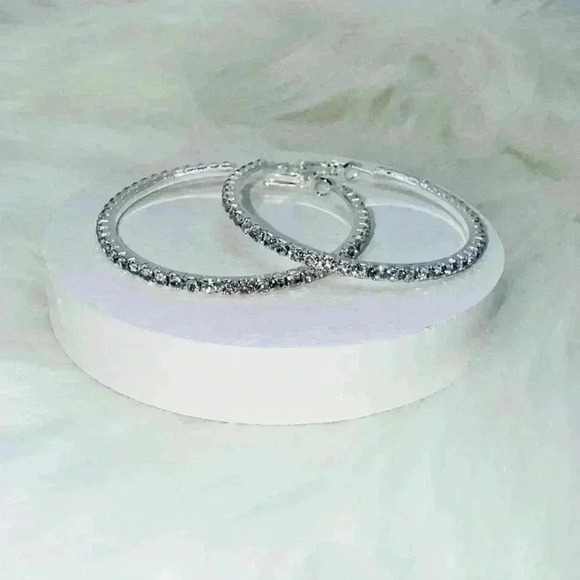 Sparkling Rhinestones Hoop Earrings - Picture 3 of 6